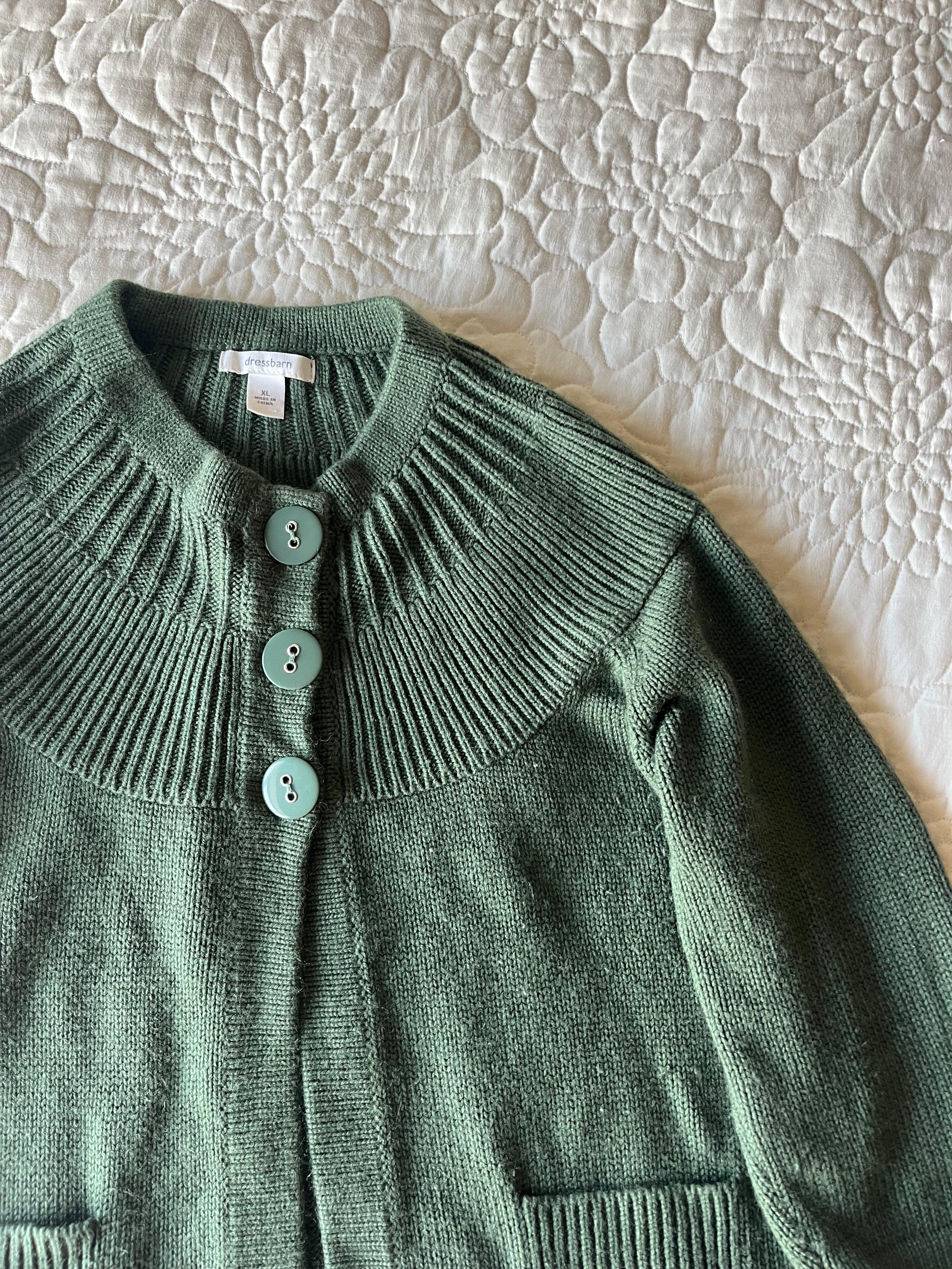 Green Chunky-Knit Cardigan