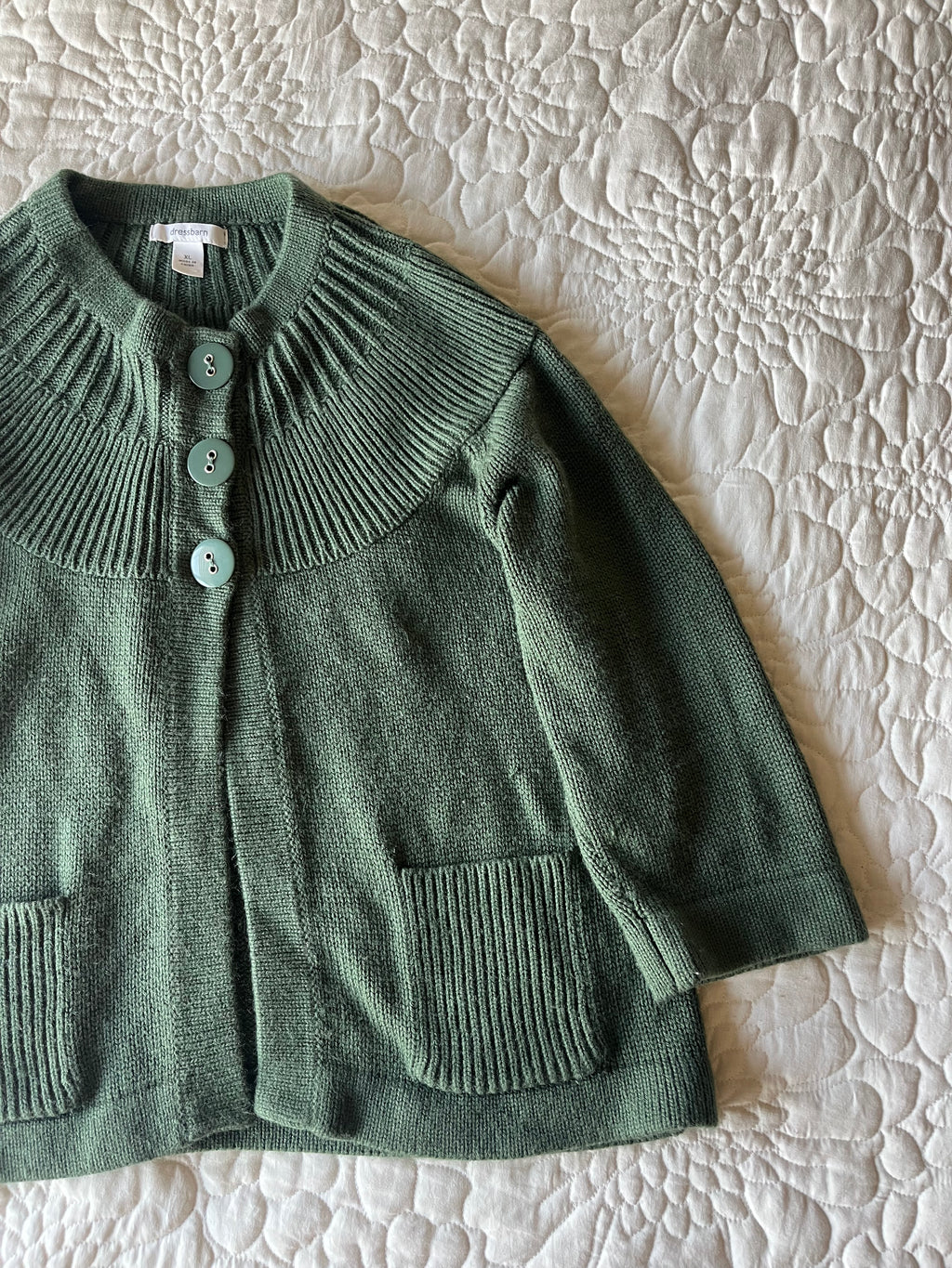 Green Chunky-Knit Cardigan