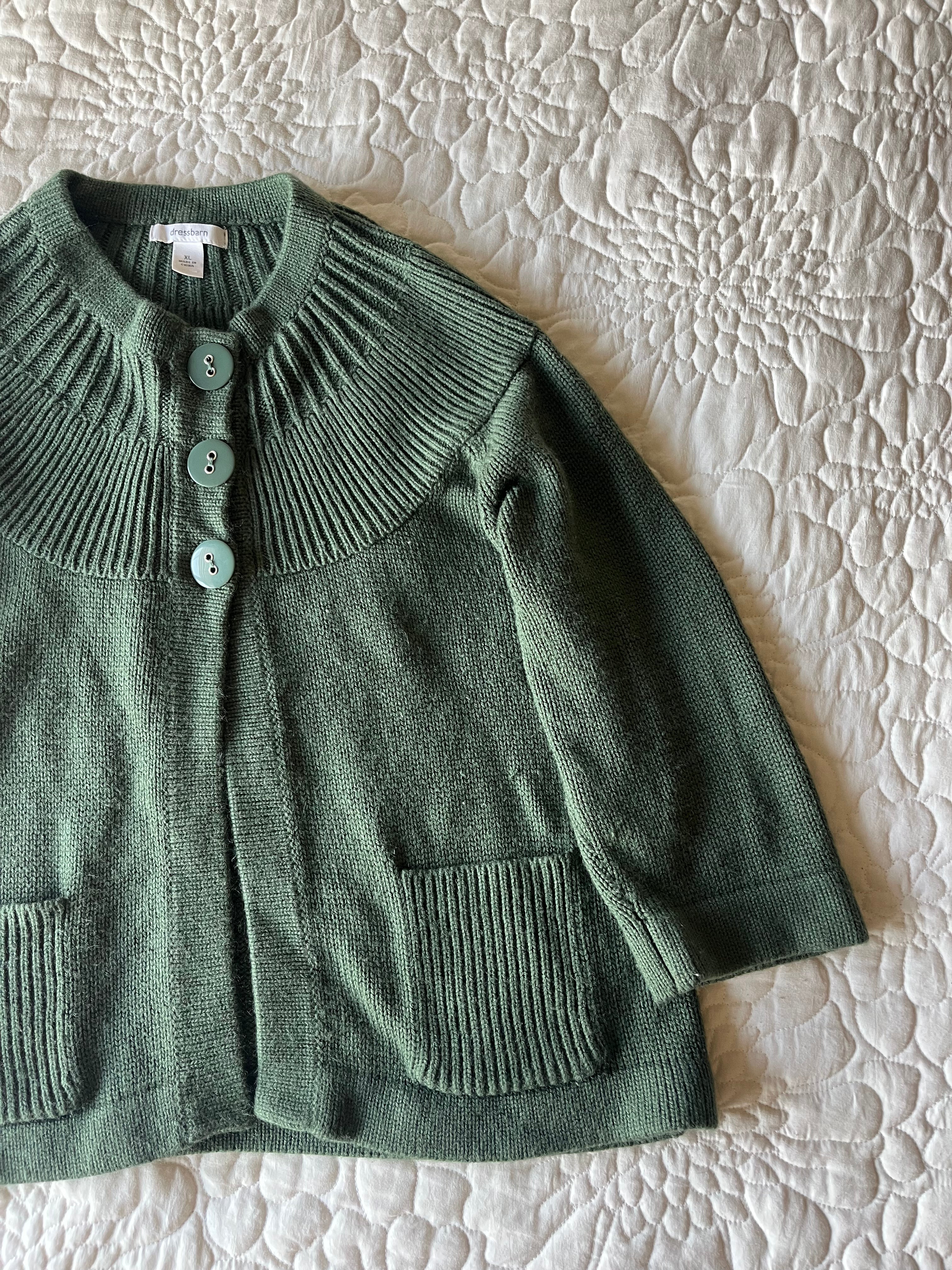 Green Chunky-Knit Cardigan