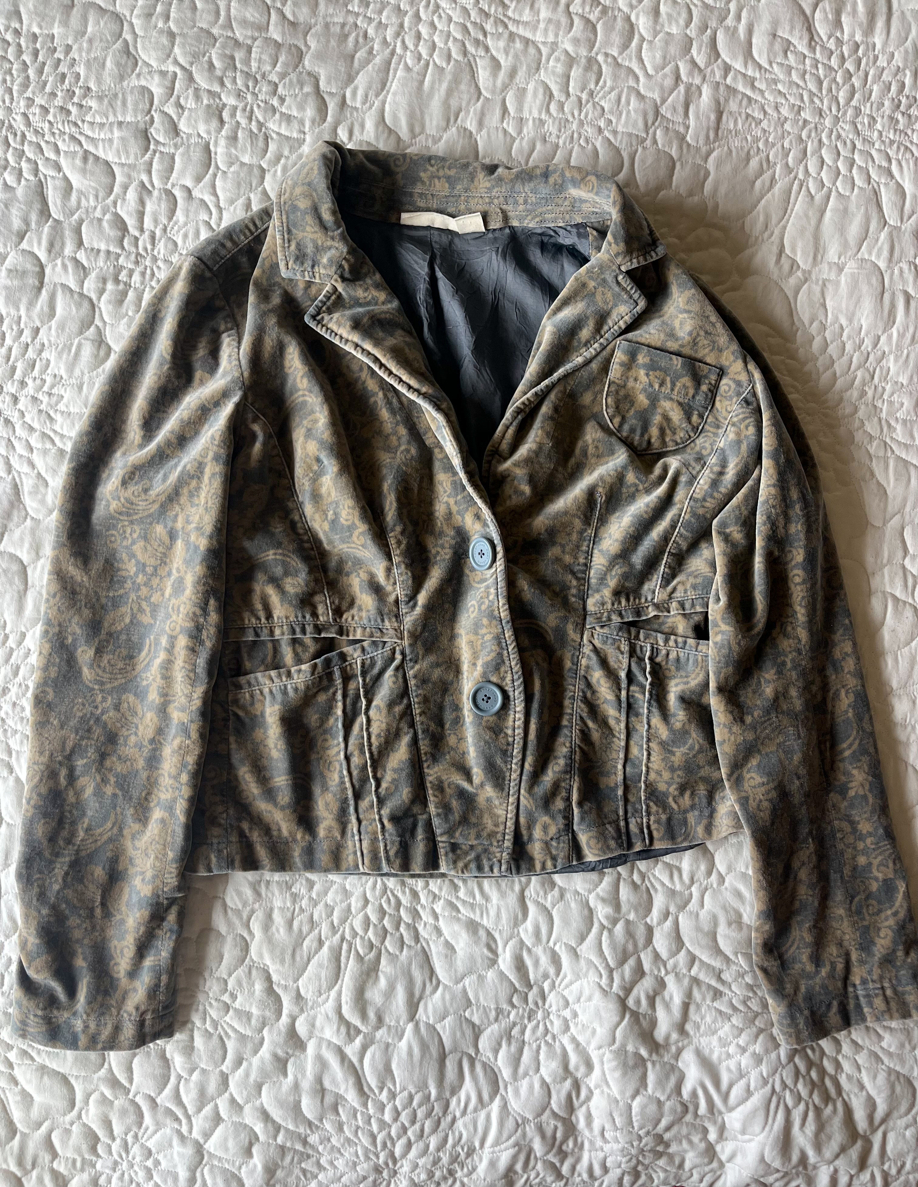 Gold & Gray Paisley Velvet Blazer