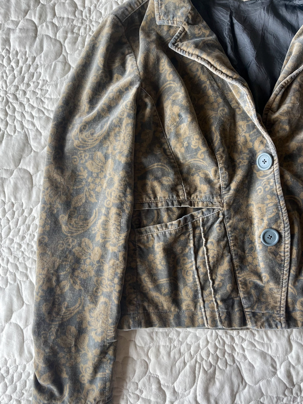 Gold & Gray Paisley Velvet Blazer